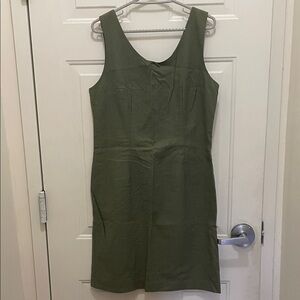 STYLEWORKS:OliveLined Linenblend Green Dress,Size14.Alsoavailable inRustSize 12.
